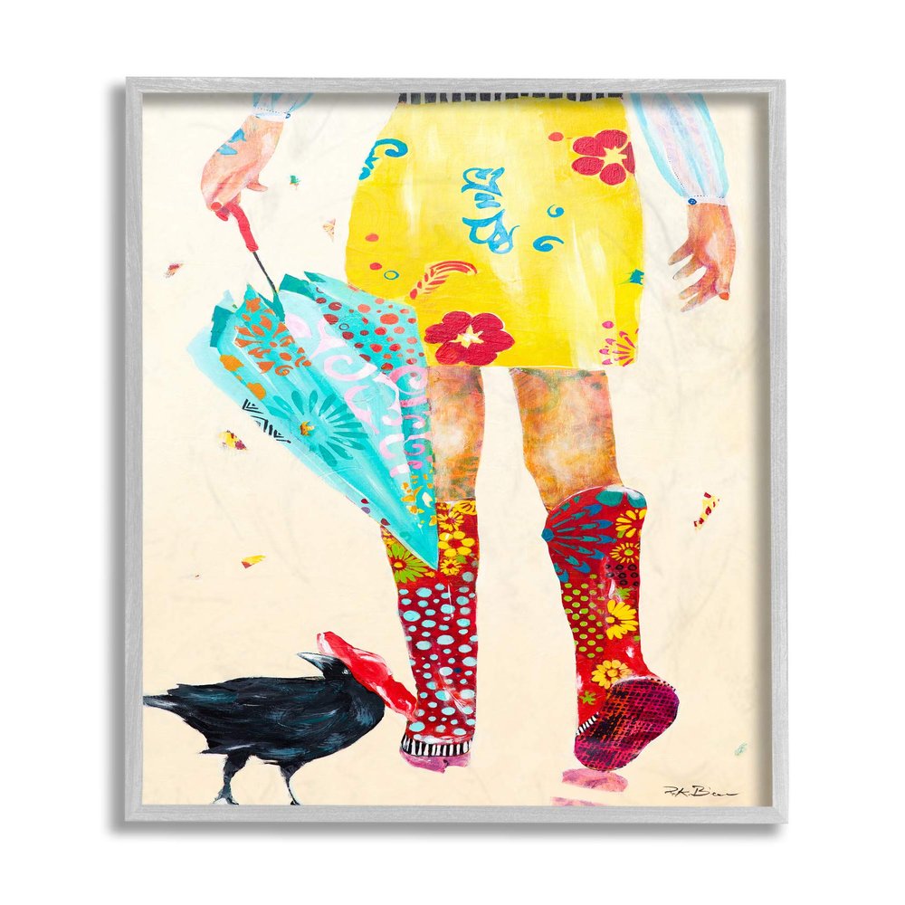 Stupell Industries Walking in Rainboots Cheerful Vibrant Pattern