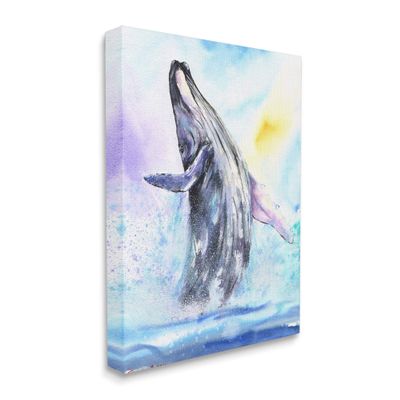 Stupell Industries Humpback Whale Ocean Jump Blue Water, Design by George Dyachenko Canvas Wall Art, 30 x 40