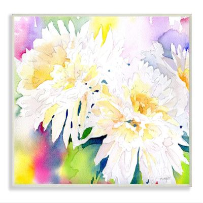 Stupell Industries White Mum Florals Over Rainbow Watercolor