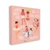 Stupell Industries Girls are More Powerful Phrase Children's Sports Illustration, Design by Ziwei Li Canvas Wall Art, 30 x 30, Pink view 1