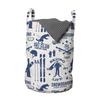 Ambesonne Ski Pattern Laundry Bag, Vintage Style Monochromatic Design of Skiing Themed Motifs, Hamper Basket with Handles Drawstring Closure for Laundromats, 13" x 19", Navy White view 1