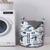 Ambesonne Ski Pattern Laundry Bag, Vintage Style Monochromatic Design of Skiing Themed Motifs, Hamper Basket with Handles Drawstring Closure for Laundromats, 13" x 19", Navy White view 2
