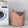 Ambesonne Tribal Laundry Bag, Hand Drawn Look Marks and Strokes Terracotta Color Palette Pattern, Hamper Basket with Handles Drawstring Closure for Laundromats, 13" x 19", Rust Grey view 2