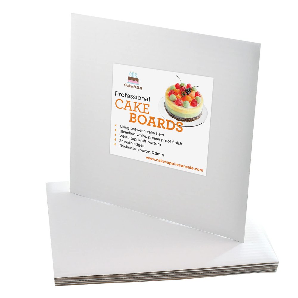 8 inch White Square Coated Cakeboard,Waxed Greaseproof, Disposable Cake Circle Base Boards Cardboard, pack of 100