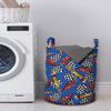 Ambesonne Race Car Laundry Bag, Cartoon Style Interpretation of Checkered Flags and Automobile, Hamper Basket with Handles Drawstring Closure for Laundromats, 13" x 19", Cobalt Blue view 2