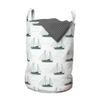 Ambesonne Sailboat Laundry Bag, Nautical Pattern of Travel Sailing Motifs Print on Plain Backdrop, Hamper Basket with Handles Drawstring Closure for Laundromats, 13" x 19", White Brown view 1