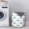 Ambesonne Sailboat Laundry Bag, Nautical Pattern of Travel Sailing Motifs Print on Plain Backdrop, Hamper Basket with Handles Drawstring Closure for Laundromats, 13" x 19", White Brown view 2