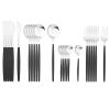 Black Handle Silver Silverware Set, BRIIEC 24-Piece Stainless Steel Shiny Cutlery Eating Utensils Flatware Set for 6, Dishwasher Safe view 1