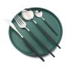 Black Handle Silver Silverware Set, BRIIEC 24-Piece Stainless Steel Shiny Cutlery Eating Utensils Flatware Set for 6, Dishwasher Safe view 2