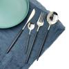 Black Handle Silver Silverware Set, BRIIEC 24-Piece Stainless Steel Shiny Cutlery Eating Utensils Flatware Set for 6, Dishwasher Safe view 4