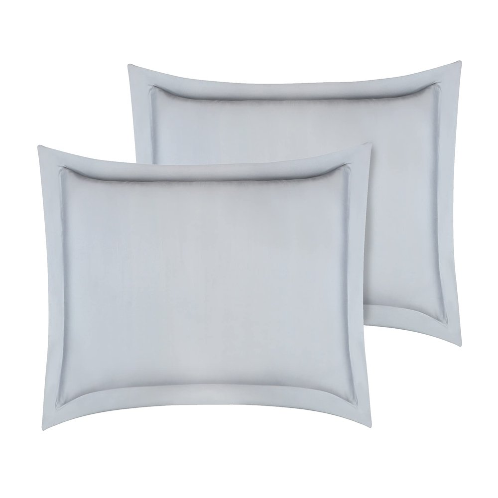 A1 Home Collections 100% Organic Cotton Pillow sham, 300 Thread Count, 2-Piece GOTS Certified, Fair Trade Certified, Soft & Silky Sateen Weave (King, Light Blue)
