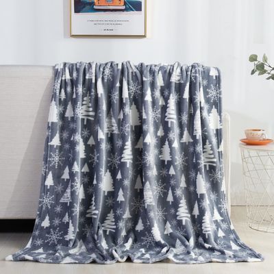 Valerian Luxury Velvet Super Soft Light Weight Blanket Prints Fleece Throw - All Year Round Home Decor, Fuzzy Warm and Cozy Throws, Couch and Gift, 50 x 60 inch, Gray Tree