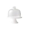 6/8 Inch Cake Stand Set, High Ceramic Flat Plate Pastry Bread Cheese Tasting Tray Glass Dome Food Preservation Cover White (Size : 15.515.517.1CM) view 1