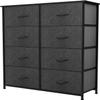 Maxiii Fabric Storage Dresser with 8 Easy Pull Drawers, Steel Frame and Wooden Top, Entryway, Nursery, Dorm Room - Black Grey view 1