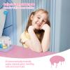 JOYMOR Kids Vanity Set, Wooden Princess Makeup Table with Stool, Tri-Folding Mirror, Large Drawer, Solid Wooden Legs Pretend Beauty Make Up Dressing Play Set for Girls Best Gift (Pink) view 2