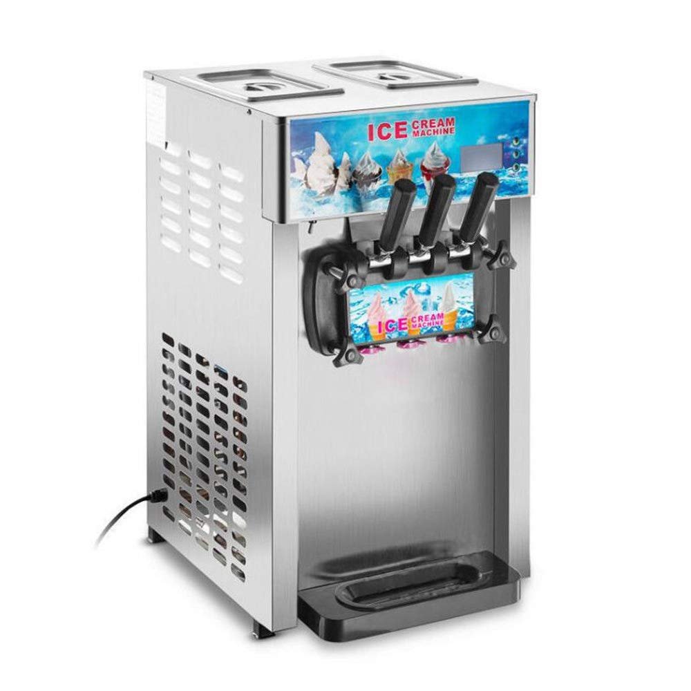 HayWHNKN Commercial Soft Serve Ice Cream Machine 3 Flavor(2+1 flavor) Stainless Steel 18L/H 110V 1200W