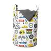 Ambesonne Race Car Laundry Bag, Cartoon Style Speedometer Flag Trophy Steering Checkered Flag Mechanic Items, Hamper Basket with Handles Drawstring Closure for Laundromats, 13" x 19", White Multicolor view 1