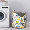 Ambesonne Race Car Laundry Bag, Cartoon Style Speedometer Flag Trophy Steering Checkered Flag Mechanic Items, Hamper Basket with Handles Drawstring Closure for Laundromats, 13" x 19", White Multicolor view 2