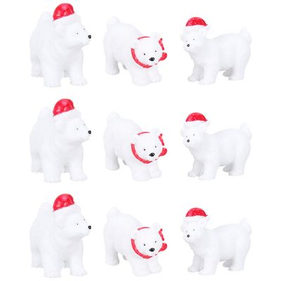 9Pcs Christmas Polar Bear Ornament Bear Micro Landscape Ornament Miniature Fairy Garden Christmas Decoration (Style)