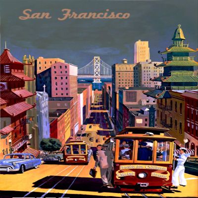 Iconic Arts San Francisco California Vintage Travel Laminated 18x24 Poster