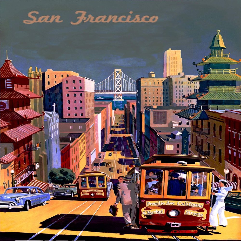Iconic Arts San Francisco California Vintage Travel Laminated 18x24 Poster