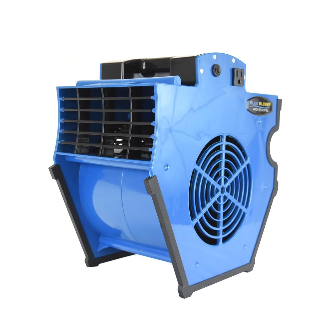BLUE BLOWER 1200 CFM 3 Speed with 2 built in outlets Adjustable Tilt Floor fan, Utility Blower, Floor Dryer for Cooling, Drying, Air Circulation, & Water Restoration