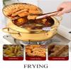 QIBOORUN Stainless Steel Deep Fryers Tempura Frying Pot With Thermometer Chicken Wings, French Fries Dust-Proof Lid and Oil Drip Rack for Kitchen Cookingil Drip Rack for Kitchen Cooking-Rainbow Color view 3