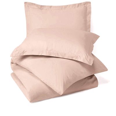 RAJVEER TEXTILE 5 Piece Bed in a Bag Set 100% Egyptian Cotton 600 Thread Count Duvet Cover Pillow Shams & Fitted Sheet with Extra Deep Pocket Soft Bedding(King Size, Blush)