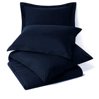 RAJVEER TEXTILE 5 Piece Bed in a Bag Set 100% Egyptian Cotton 600 Thread Count Duvet Cover Pillow Shams & Fitted Sheet with Extra Deep Pocket Soft Bedding(King Size, Navy Blue)