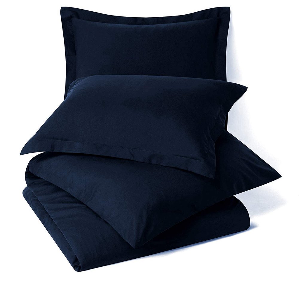 RAJVEER TEXTILE 5 Piece Bed in a Bag Set 100% Egyptian Cotton 600 Thread Count Duvet Cover Pillow Shams & Fitted Sheet with Extra Deep Pocket Soft Bedding(King Size, Navy Blue)
