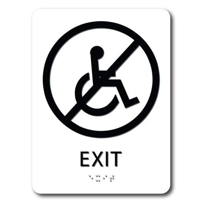 The Sign Studio - 6" x 9" - White/Black - ADA - Not Wheelchair Accessible Exit with Pictorial Sign