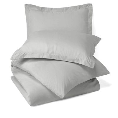 RAJVEER TEXTILE 5 Piece Bed in a Bag Set 100% Egyptian Cotton 600 Thread Count Duvet Cover Pillow Shams & Fitted Sheet with Extra Deep Pocket Soft Bedding(King Size, Silver Grey)