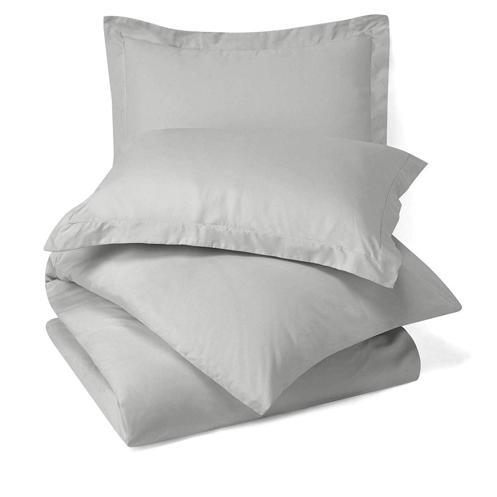 RAJVEER TEXTILE 5 Piece Bed in a Bag Set 100% Egyptian Cotton 600 Thread Count Duvet Cover Pillow Shams & Fitted Sheet with Extra Deep Pocket Soft Bedding(King Size, Silver Grey)