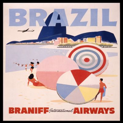 Iconic Arts Brazil Vintage Travel Laminated 18x24 Poster