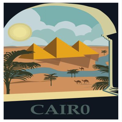 Iconic Arts Egypt Cairo Vintage Travel Laminated 18x24 Poster