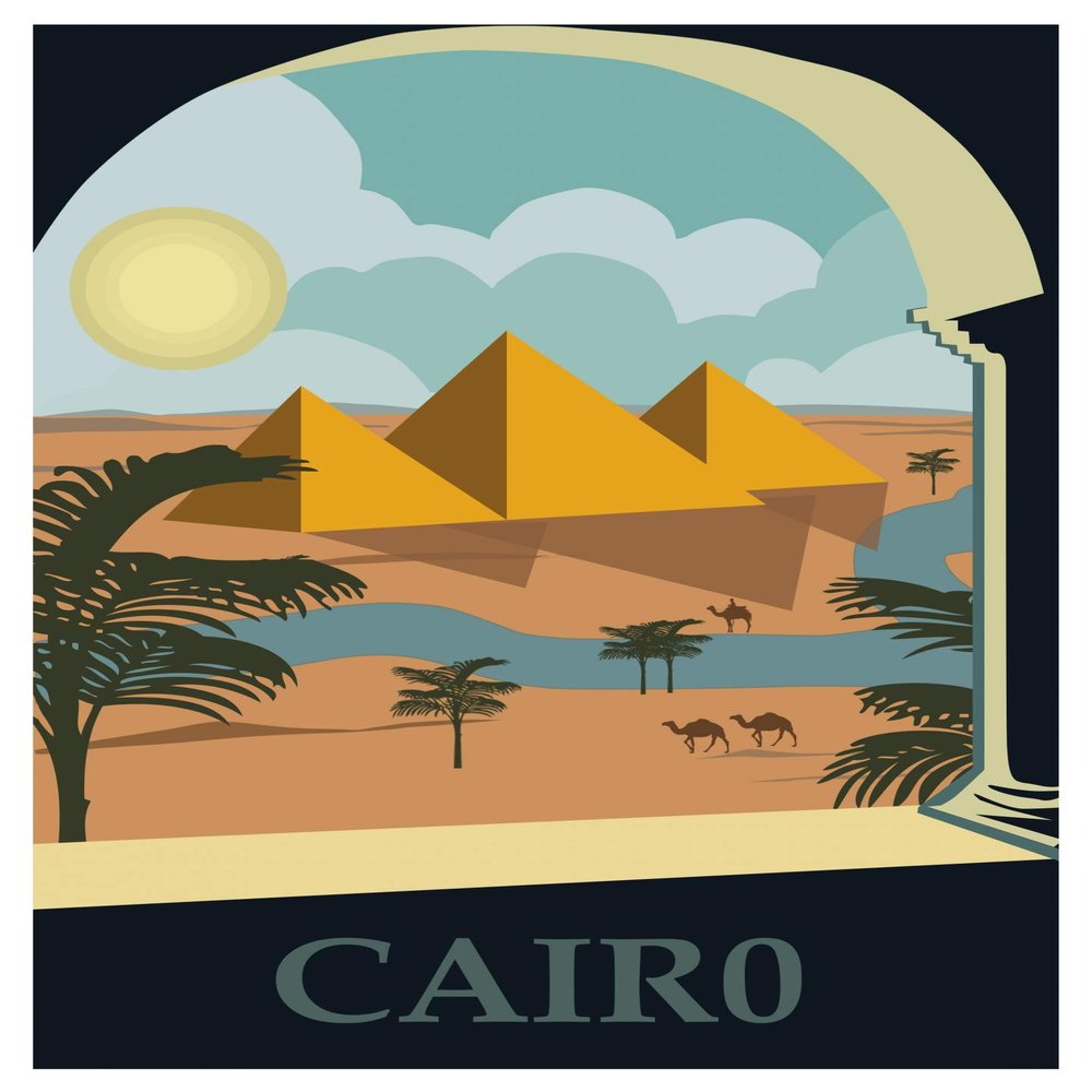 Iconic Arts Egypt Cairo Vintage Travel Laminated 18x24 Poster