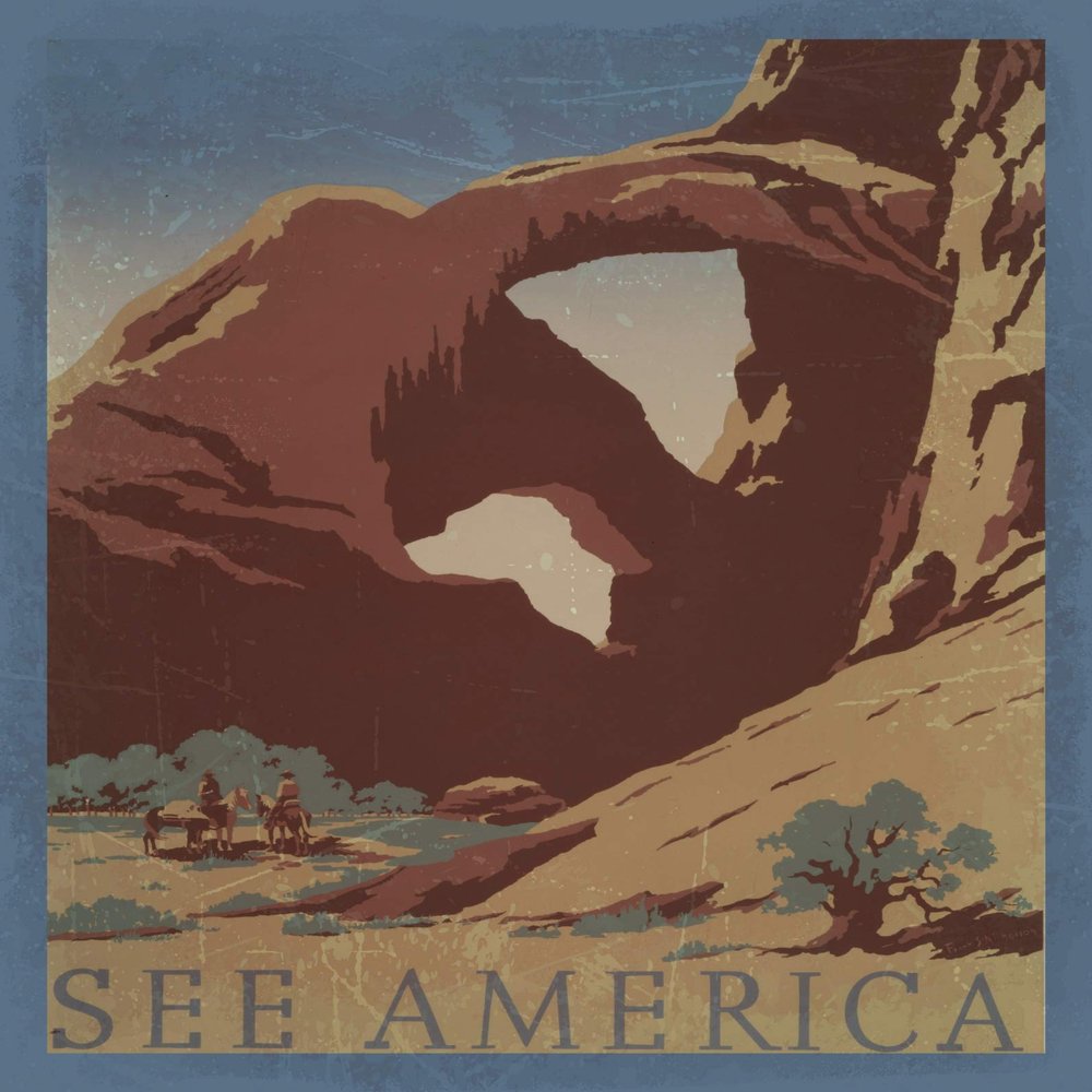 Iconic Arts See America Vintage Travel Laminated 24x36 Poster