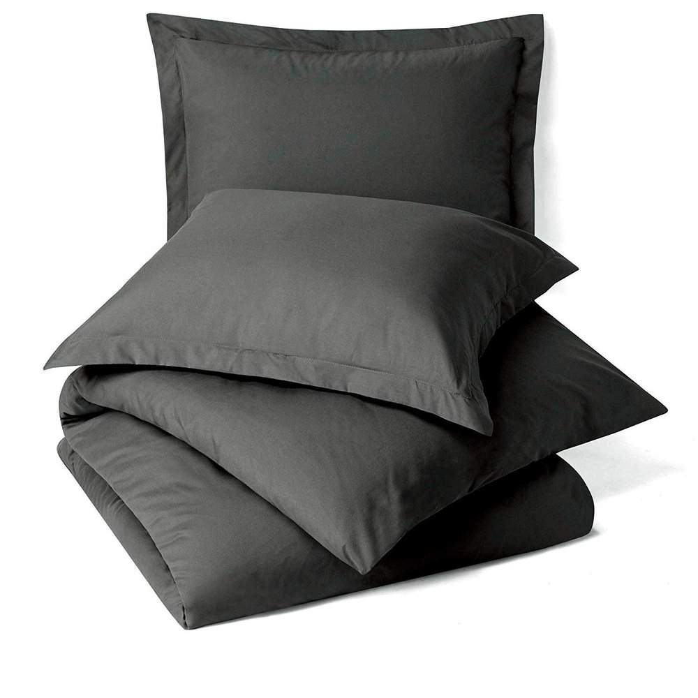 RAJVEER TEXTILE 5 Piece Bed in a Bag Set 100% Egyptian Cotton 600 Thread Count Duvet Cover Pillow Shams & Fitted Sheet with Extra Deep Pocket Soft Bedding(King Size, Elephant Grey)