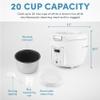 AROMA Professional Digital Rice Cooker, 10-Cup (Uncooked) / 20-Cup (Cooked), Slow Cooker, Multicooker, Steamer, Oatmeal Cooker, Auto Keep Warm, Saut-then-Simmer, 4 Qt, White, ARC-1230W view 3