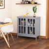 kleankin Sideboard Buffet, Storage Cabinet with 2 Doors, Credenza for Multifunction in Kitchen, Console, Living Room, Gray view 2