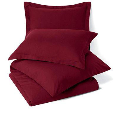 RAJVEER TEXTILE 5 Piece Bed in a Bag Set 100% Egyptian Cotton 600 Thread Count Duvet Cover Pillow Shams & Fitted Sheet with Extra Deep Pocket Soft Bedding(King Size, Burgundy)