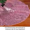 ShinyBeauty Mini Tree Skirt Sequin Christmas-Tree-Skirt 21Inch Fuchsia Pink Tree Skirts for Xmas Small Tree Sparkle Linen Boho Santa Tree Skirt Rustic, Holiday,Party Decor view 3