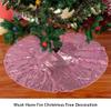 ShinyBeauty Mini Tree Skirt Sequin Christmas-Tree-Skirt 21Inch Fuchsia Pink Tree Skirts for Xmas Small Tree Sparkle Linen Boho Santa Tree Skirt Rustic, Holiday,Party Decor view 4