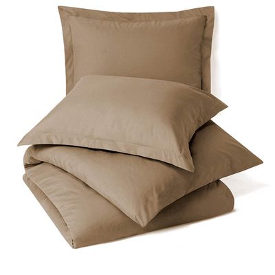 RAJVEER TEXTILE 5 Piece Bed in a Bag Set 100% Egyptian Cotton 600 Thread Count Duvet Cover Pillow Shams & Fitted Sheet with Extra Deep Pocket Soft Bedding(King Size, Taupe)
