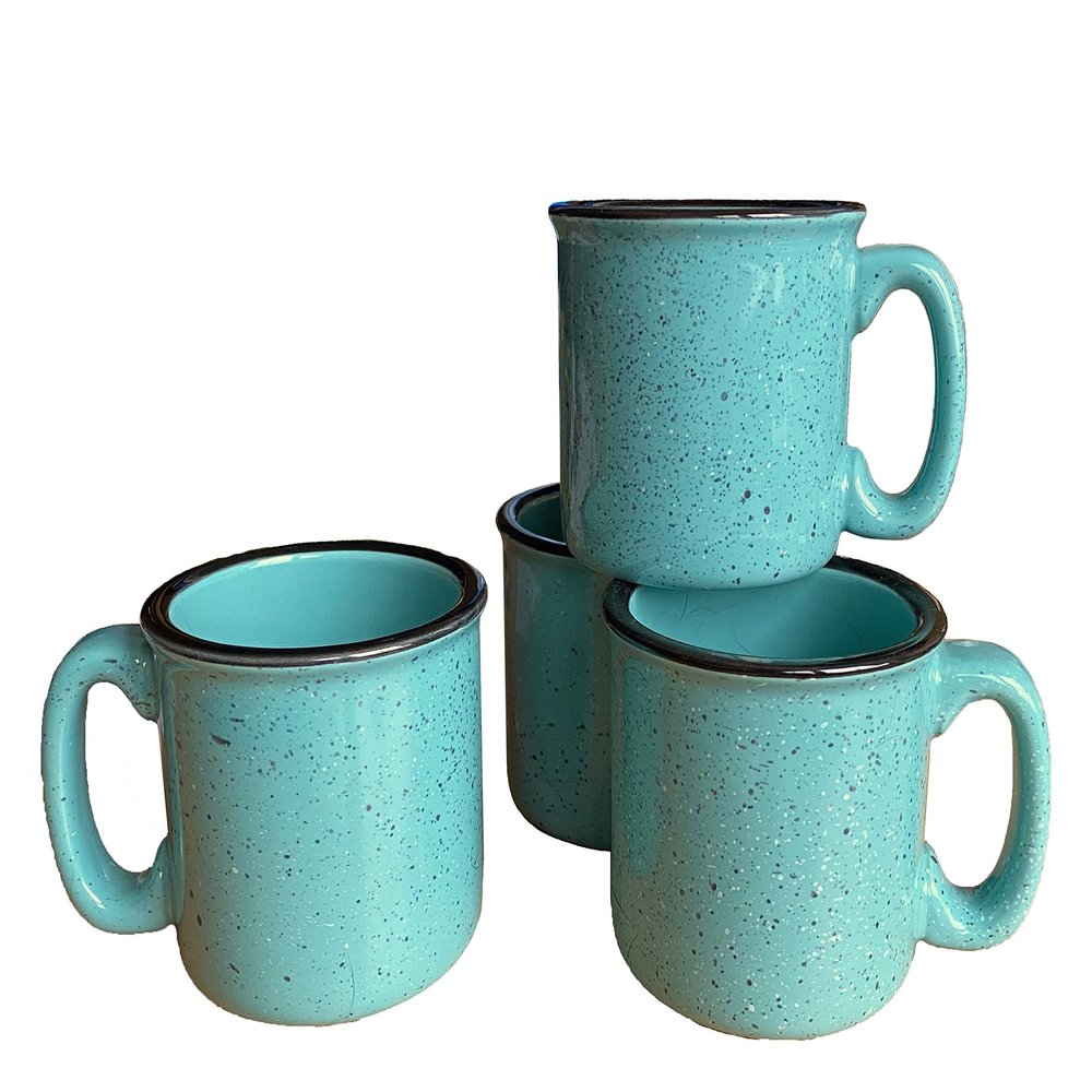 Marble Creek Ceramic Campfire Mug, 15oz - Set of 4 (Aqua)
