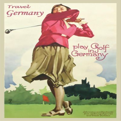 Iconic Arts Germany Vintage Travel Golf Laminated 24x36 Poster