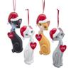 Love Kitty Cats in Santa Hats Christmas Holiday Ornaments Set of 4 view 1