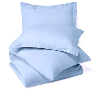 RAJVEER TEXTILE 5 Piece Bed in a Bag Set 100% Egyptian Cotton 600 Thread Count Duvet Cover Pillow Shams & Fitted Sheet with Extra Deep Pocket Soft Bedding(King Size, Sky Blue)