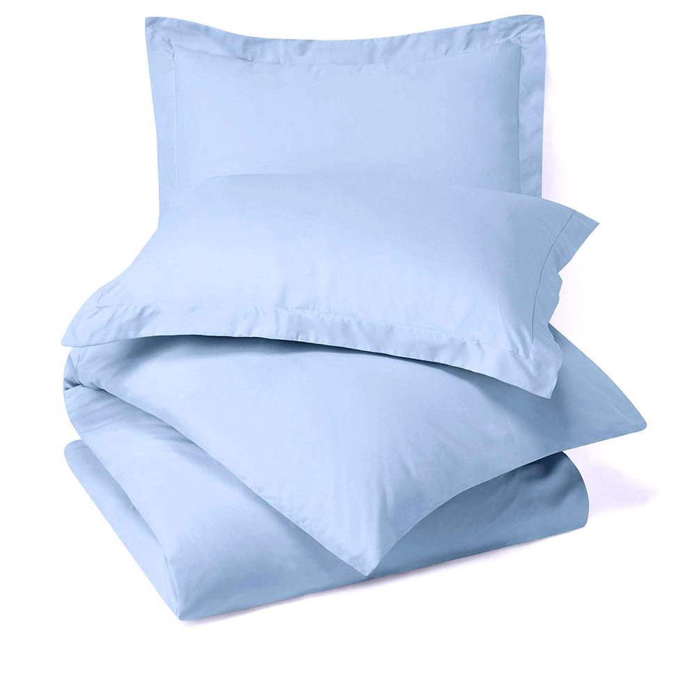 RAJVEER TEXTILE 5 Piece Bed in a Bag Set 100% Egyptian Cotton 600 Thread Count Duvet Cover Pillow Shams & Fitted Sheet with Extra Deep Pocket Soft Bedding(King Size, Sky Blue)