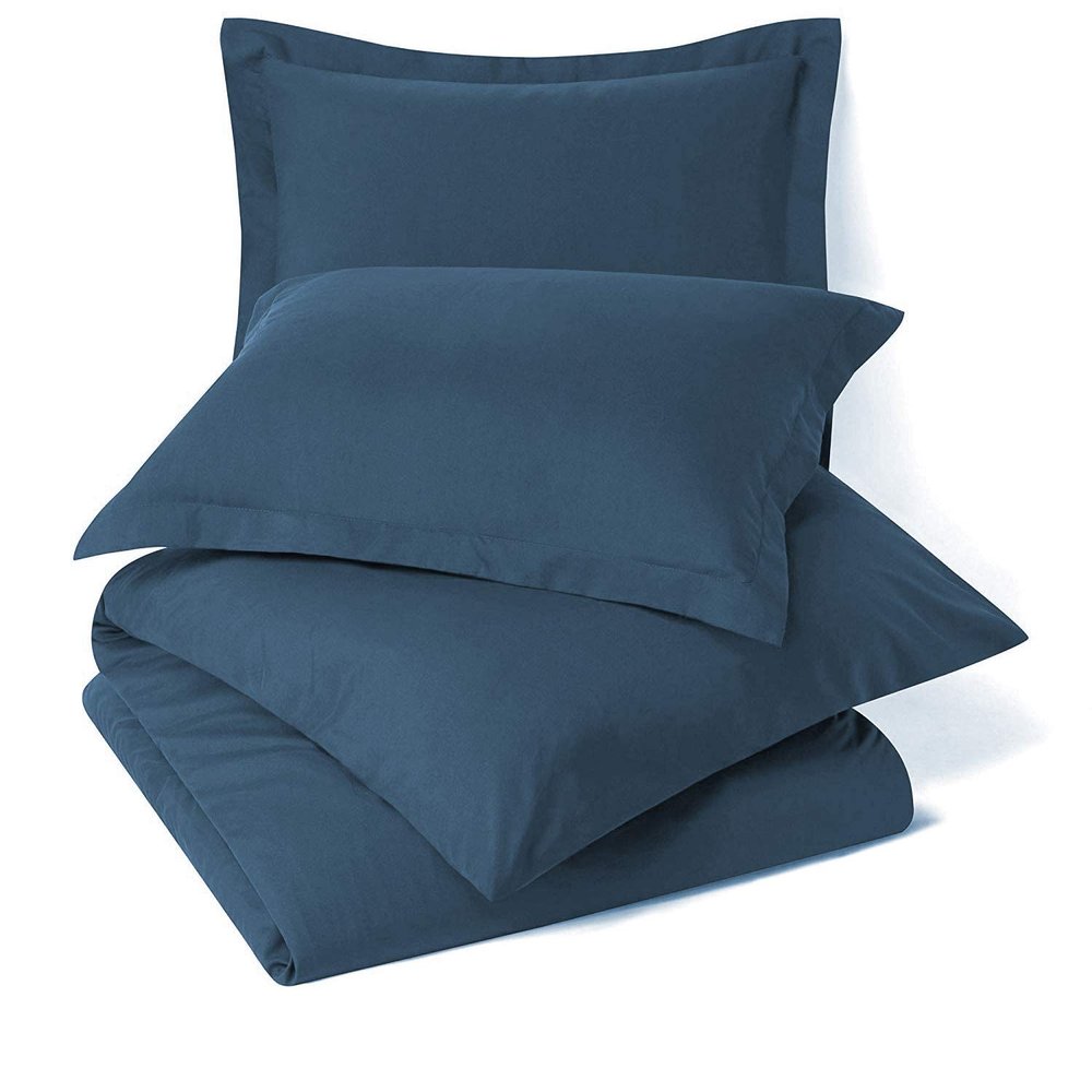RAJVEER TEXTILE 5 Piece Bed in a Bag Set 100% Egyptian Cotton 600 Thread Count Duvet Cover Pillow Shams & Fitted Sheet with Extra Deep Pocket Soft Bedding(King Size, Medium Blue)